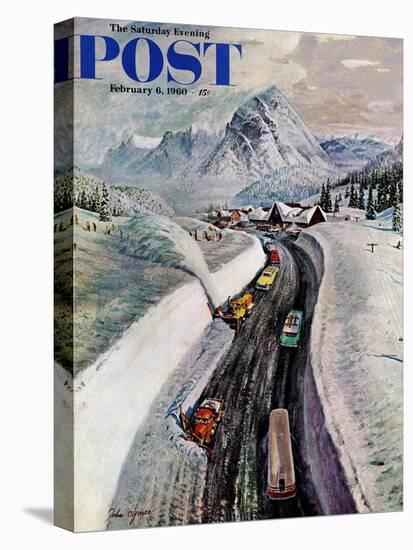 "Snowplows at Snoqualmie Pass," Saturday Evening Post Cover, February 6, 1960-John Clymer-Premier Image Canvas