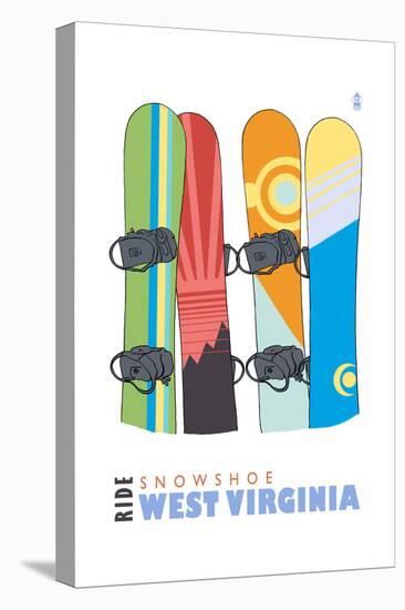 Snowshoe, West Virginia - Snowboards in Snow-Lantern Press-Stretched Canvas