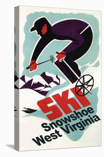 Snowshoe, West Virginia - Vintage Skier-Lantern Press-Stretched Canvas