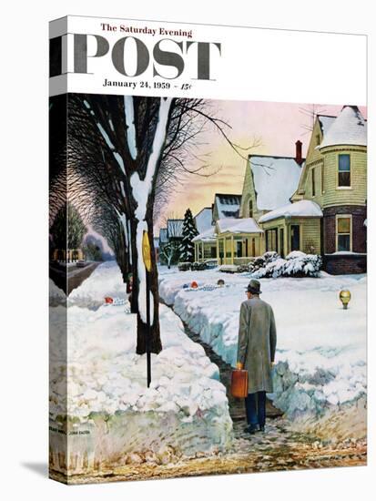 "Snowy Ambush" Saturday Evening Post Cover, January 24, 1959-John Falter-Premier Image Canvas
