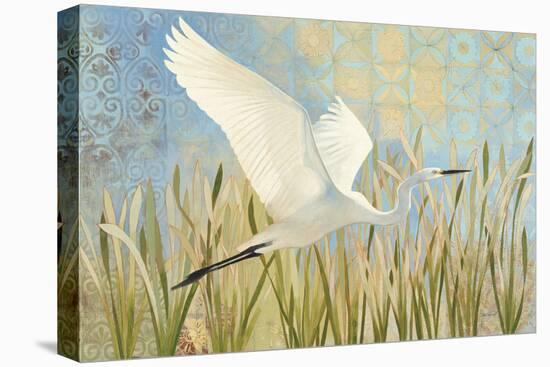 Snowy Egret in Flight v2-Kathrine Lovell-Stretched Canvas