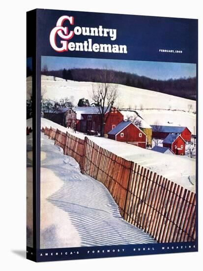 "Snowy Farm Scene," Country Gentleman Cover, February 1, 1949-Caroloa Rust-Premier Image Canvas