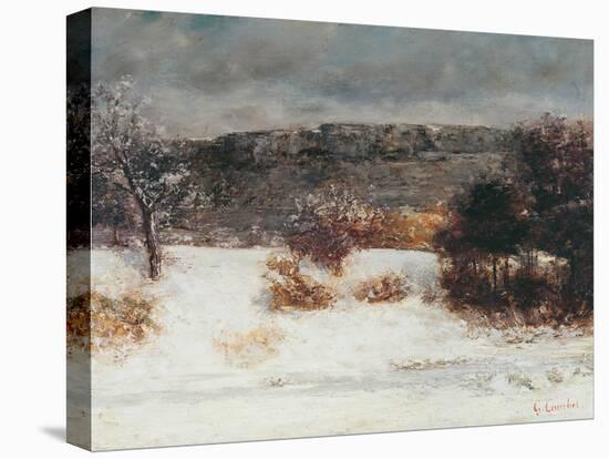 Snowy Landscape (Vallée De La Loue), C.1876 (Oil on Canvas)-Gustave Courbet-Premier Image Canvas