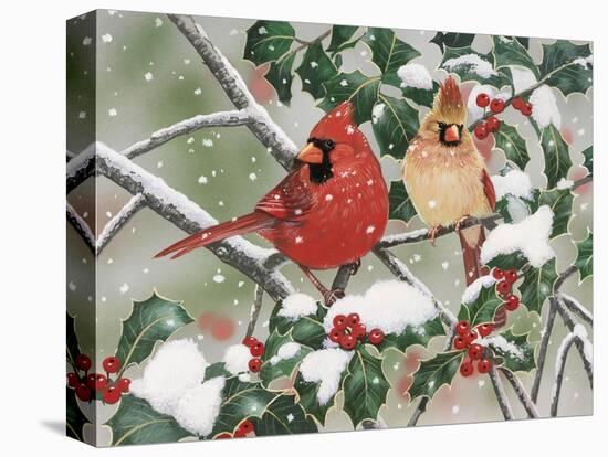 Snowy Perch - Cardinals-William Vanderdasson-Premier Image Canvas