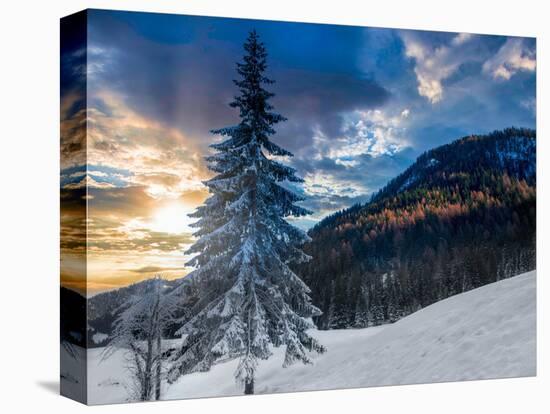 Snowy sunset-Marco Carmassi-Premier Image Canvas