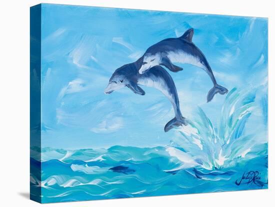 Soaring Dolphins I-Julie DeRice-Stretched Canvas