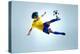 Soccer Football Kick Striker Scoring Goal with Accurate Shot for Brazil Team World Cup-warrengoldswain-Premier Image Canvas