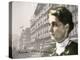 Social Reformer Jane Addams Against a Photo of Downtown Chicago in the 1890s-null-Premier Image Canvas