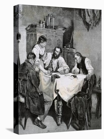 Society, Working Family Playing Cards at Home. L. Rulf, 1887-null-Premier Image Canvas
