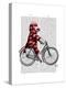 Sock Monkey on Bicycle-Fab Funky-Stretched Canvas