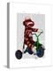 Sock Monkey on Tricycle-Fab Funky-Stretched Canvas