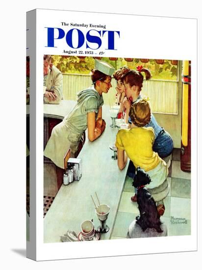 "Soda Jerk" Saturday Evening Post Cover, August 22,1953-Norman Rockwell-Premier Image Canvas