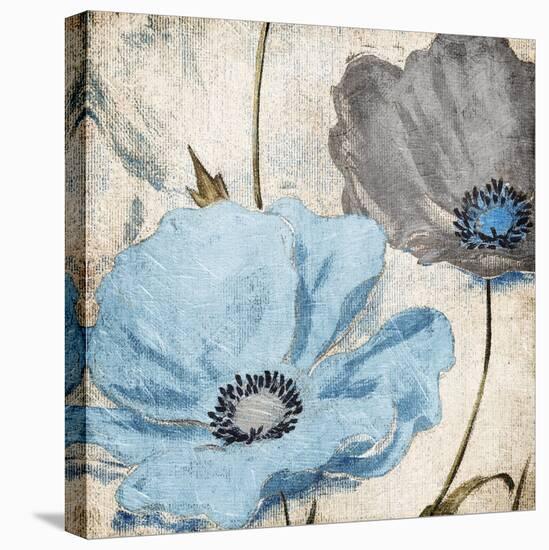 Soft Floral Blue Gray-Jace Grey-Stretched Canvas