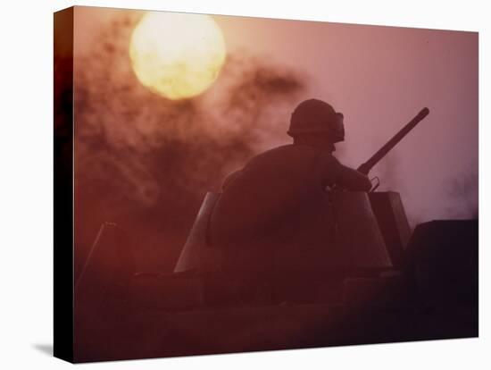 Soldier of the 11th Armored Regiment on a Tank in the Sunset. Vietnam-Co Rentmeester-Premier Image Canvas