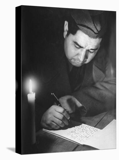 Soldier Writing in a Diary-George Strock-Premier Image Canvas