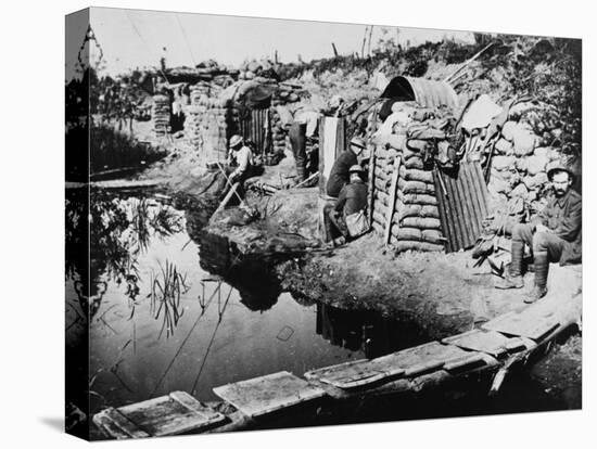 Soldiers in Dugouts at the Third Battle of Ypres During World War I in 1917-Robert Hunt-Premier Image Canvas