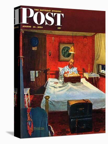 "Solitaire" Saturday Evening Post Cover, August 19,1950-Norman Rockwell-Premier Image Canvas