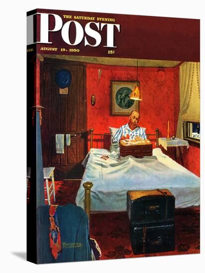 "Solitaire" Saturday Evening Post Cover, August 19,1950-Norman Rockwell-Premier Image Canvas