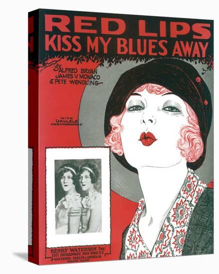 Song Sheet Cover: Red Lips Kiss My Blues Away-null-Stretched Canvas