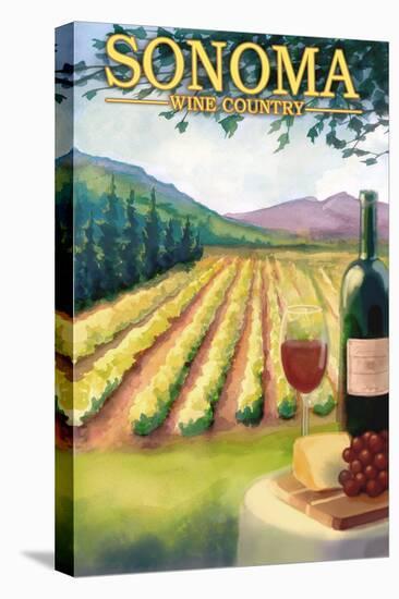 Sonoma County, California Wine Country-Lantern Press-Stretched Canvas