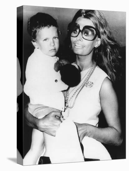 Sophia Loren Holds Her Son, Carlo Ponti, Jr-null-Stretched Canvas