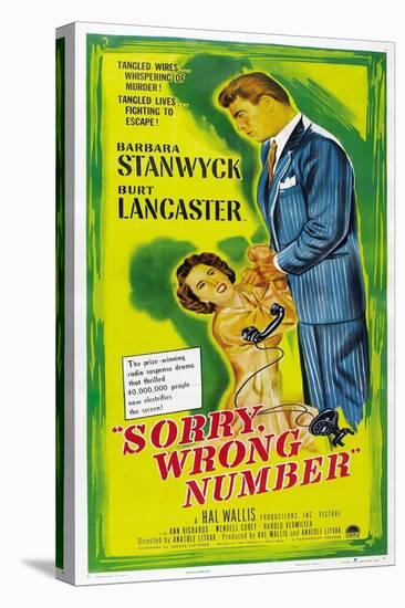 SORRY, WRONG NUMBER, US poster, from left: Barbara Stanwyck, Burt Lancaster, 1948-null-Stretched Canvas