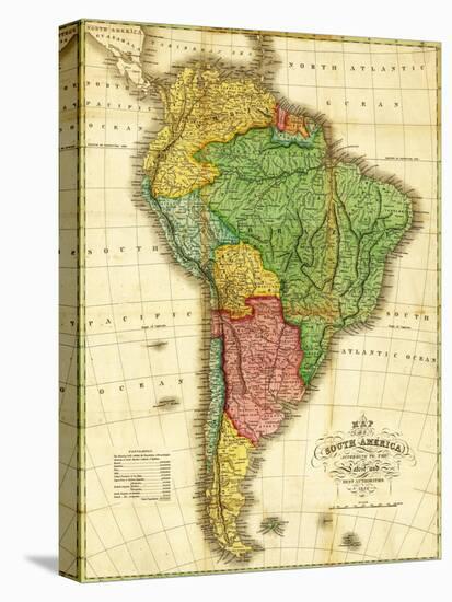 South America - Panoramic Map-Lantern Press-Stretched Canvas