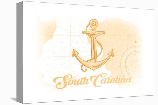 South Carolina - Anchor - Yellow - Coastal Icon-Lantern Press-Stretched Canvas