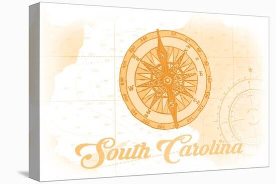 South Carolina - Compass - Yellow - Coastal Icon-Lantern Press-Stretched Canvas