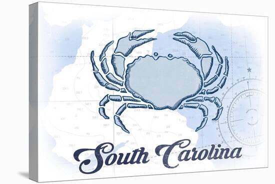 South Carolina - Crab - Blue - Coastal Icon-Lantern Press-Stretched Canvas