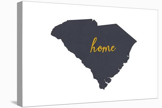 South Carolina - Home State - Gray on White-Lantern Press-Stretched Canvas