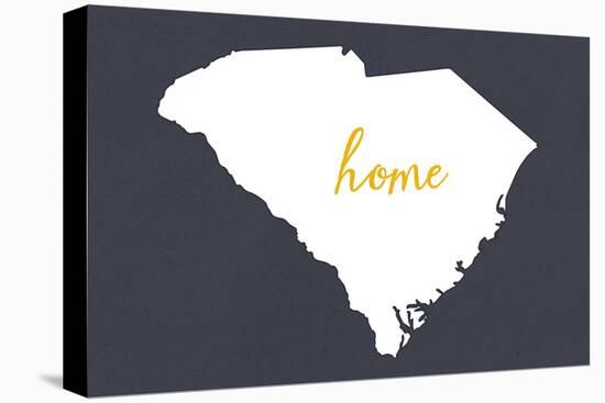 South Carolina - Home State - White on Gray-Lantern Press-Stretched Canvas