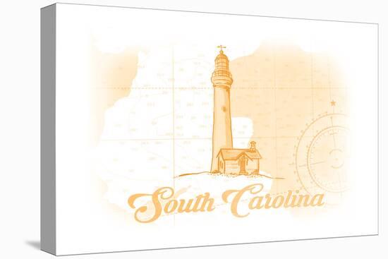 South Carolina - Lighthouse - Yellow - Coastal Icon-Lantern Press-Stretched Canvas