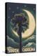 South Carolina - Palmetto Moon and Palm-Lantern Press-Stretched Canvas