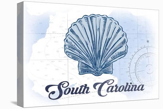 South Carolina - Scallop Shell - Blue- Coastal Icon-Lantern Press-Stretched Canvas