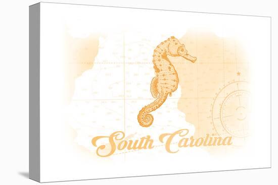 South Carolina - Seahorse - Yellow - Coastal Icon-Lantern Press-Stretched Canvas