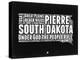 South Dakota Black and White Map-NaxArt-Stretched Canvas