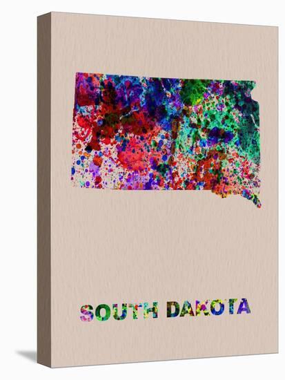 South Dakota Color Splatter Map-NaxArt-Stretched Canvas