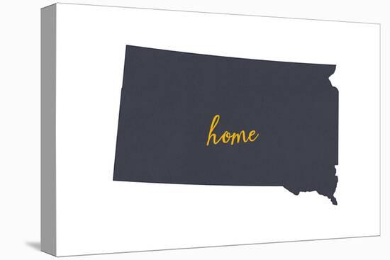 South Dakota - Home State - Gray on White-Lantern Press-Stretched Canvas