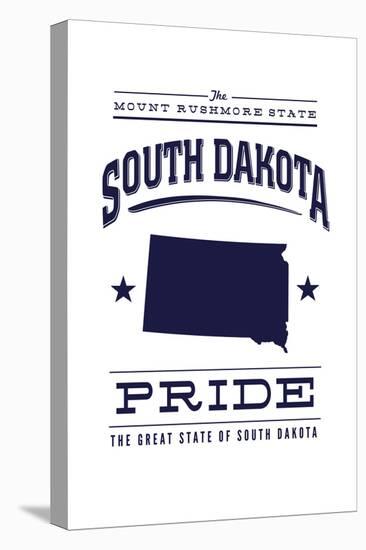 South Dakota State Pride - Blue on White-Lantern Press-Stretched Canvas