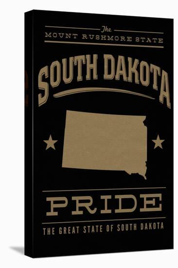 South Dakota State Pride - Gold on Black-Lantern Press-Stretched Canvas