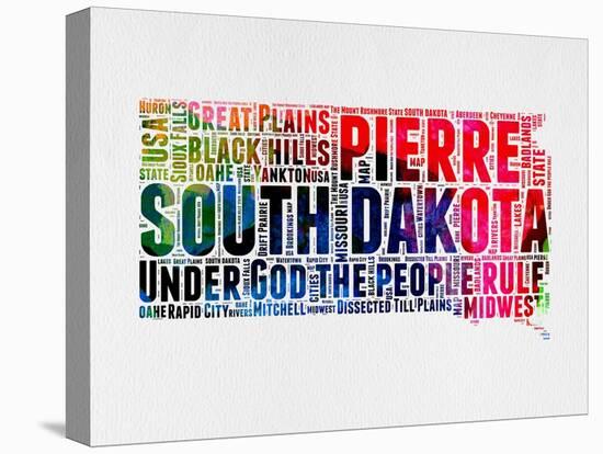 South Dakota Watercolor Word Cloud-NaxArt-Stretched Canvas