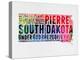 South Dakota Watercolor Word Cloud-NaxArt-Stretched Canvas