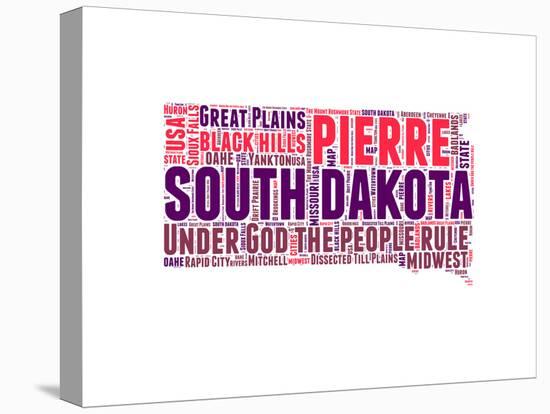 South Dakota Word Cloud Map-NaxArt-Stretched Canvas