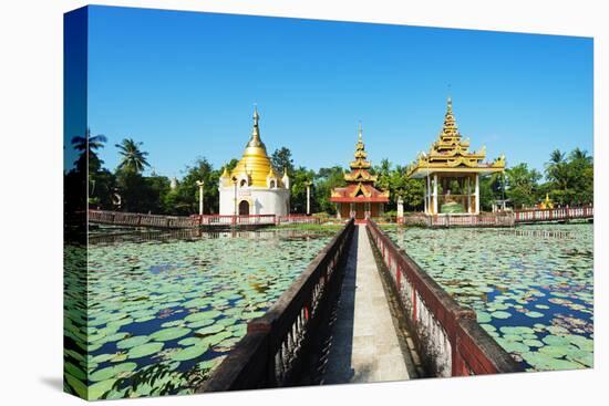 South East Asia, Myanmar, Bago, Lakeside Pagodas-Christian Kober-Premier Image Canvas