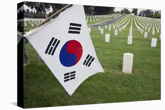 South Korean Flag Hanging at 2014 Memorial Day Event, Los Angeles National Cemetery, California, US-Joseph Sohm-Premier Image Canvas