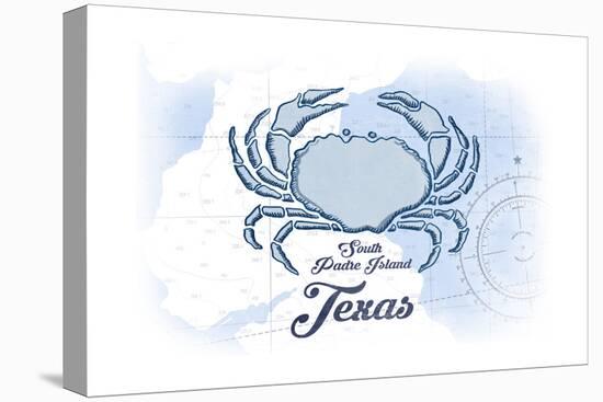 South Padre Island, Texas - Crab - Blue - Coastal Icon-Lantern Press-Stretched Canvas