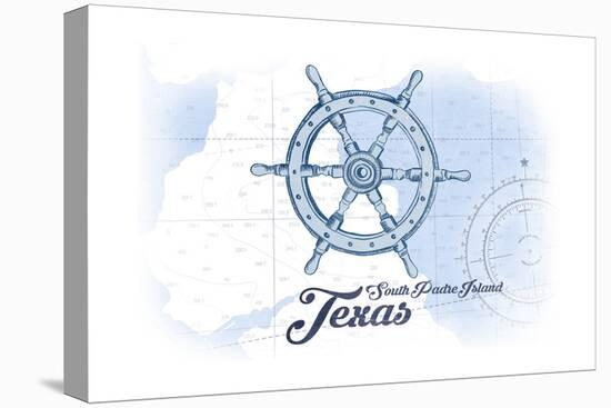 South Padre Island, Texas - Ship Wheel - Blue - Coastal Icon-Lantern Press-Stretched Canvas