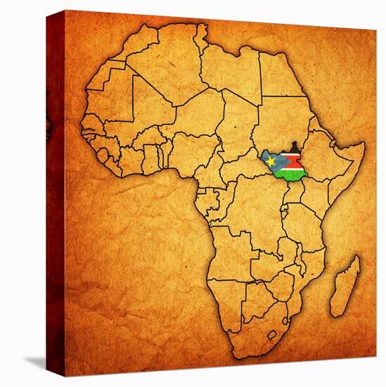 South Sudan on Actual Map of Africa-michal812-Stretched Canvas