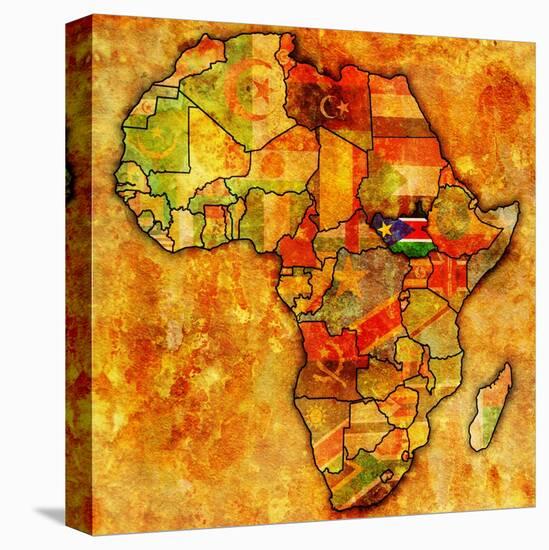 South Sudan on Actual Map of Africa-michal812-Stretched Canvas